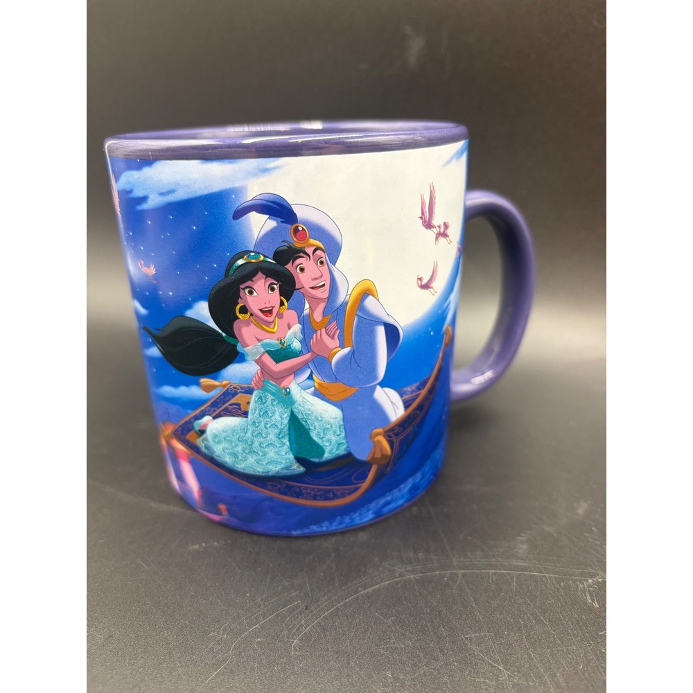 Disney Aladdin A Whole New World Coffee Mug Purple Blue Ceramic OS Vintage